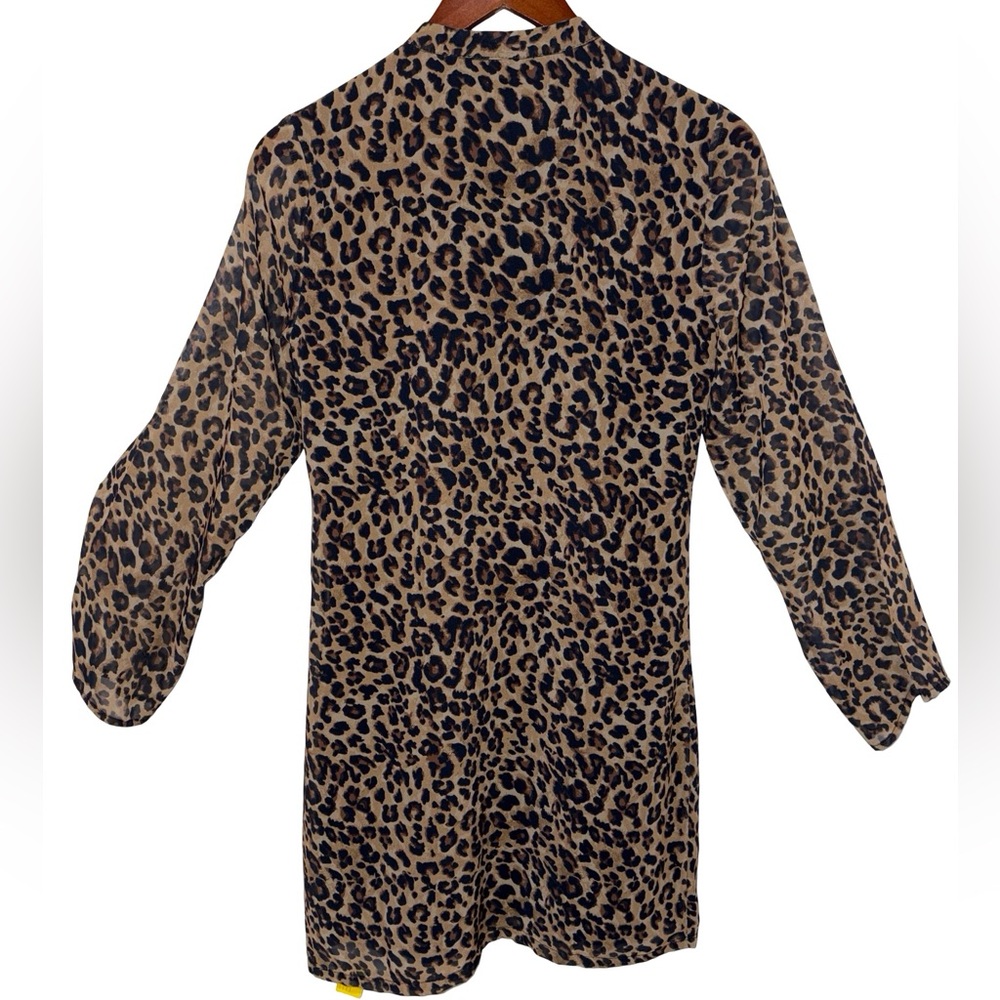 Boston Proper Leopard Print Embellished Tunic Dress XS Jeweled Neck Animal Print - Picture 2 of 8